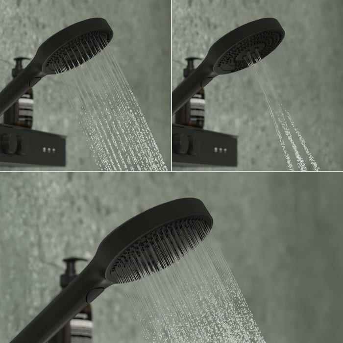 Ideal Standard Solos Duschsystem mit Aufputz-Brausethermostat Ceratherm Navigo® mit Ablage, Kopfbrause mit LED-Leuchtring, 3-Funktions-Hand- & Kopfbrause