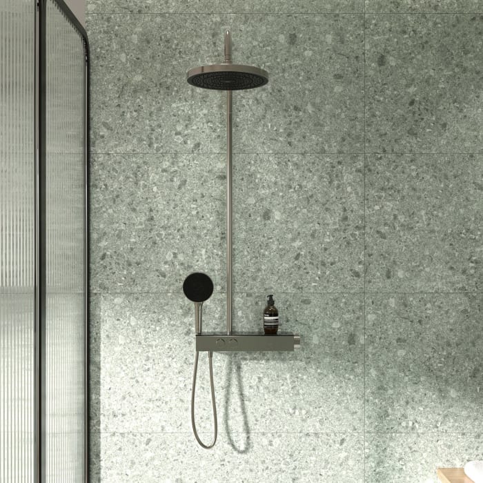 Ideal Standard Solos Duschsystem mit Aufputz-Brausethermostat Ceratherm Navigo® mit Ablage, 3-Funktions-Hand- & Kopfbrause