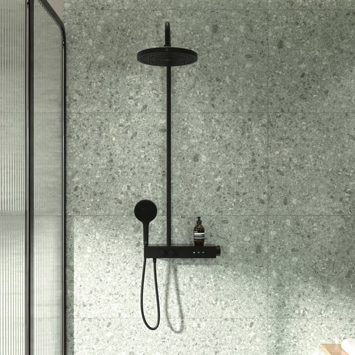 Ideal Standard Solos Duschsystem mit Aufputz-Brausethermostat Ceratherm Navigo® mit Ablage, 3-Funktions-Hand- & Kopfbrause