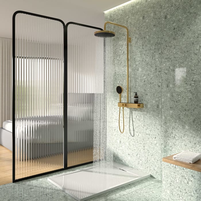 Ideal Standard Solos Duschsystem mit Aufputz-Brausethermostat Ceratherm Navigo® mit Ablage, 3-Funktions-Hand- & Kopfbrause