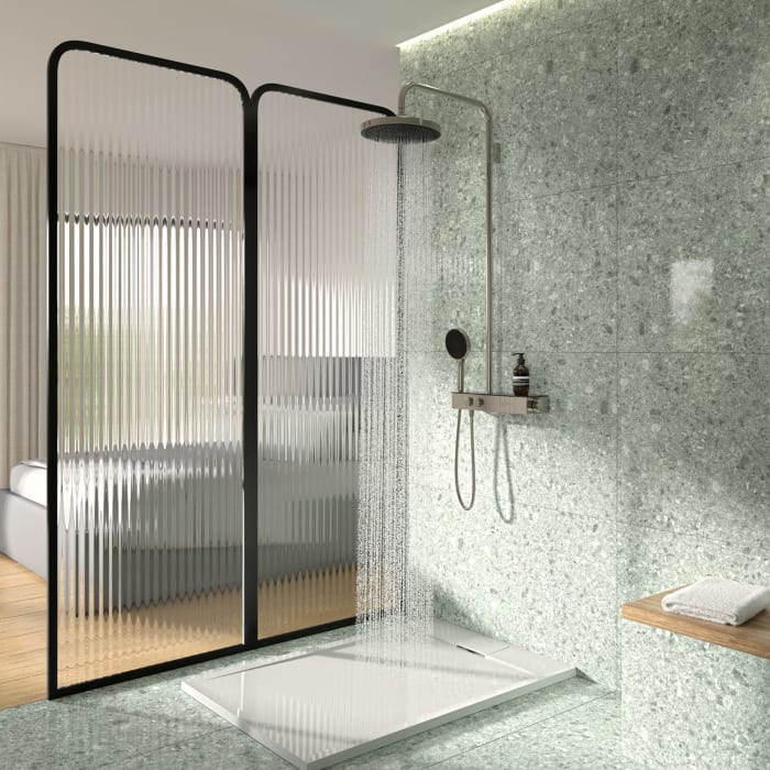 Ideal Standard Solos Duschsystem mit Aufputz-Brausethermostat Ceratherm Navigo® mit Ablage, 3-Funktions-Hand- & Kopfbrause