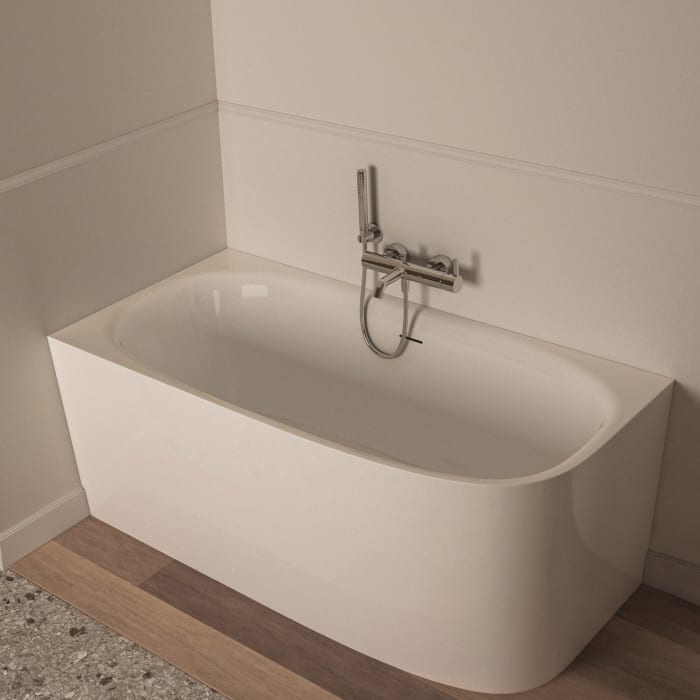 Ideal Standard Dea D-Form-Badewanne 150 x 75 cm, Wandanbindung links