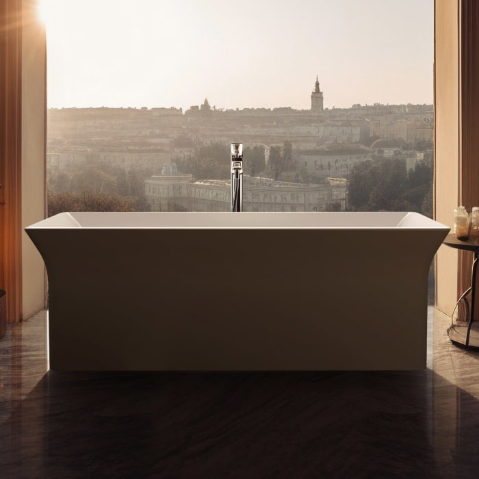 Ideal Standard La Dolce Vita freistehende Körperform-Badewanne 176 x 84 cm, inkl. Ab- und Überlauflaufgarnitur