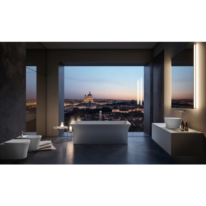 Ideal Standard La Dolce Vita freistehende Körperform-Badewanne 176 x 84 cm, inkl. Ab- und Überlauflaufgarnitur