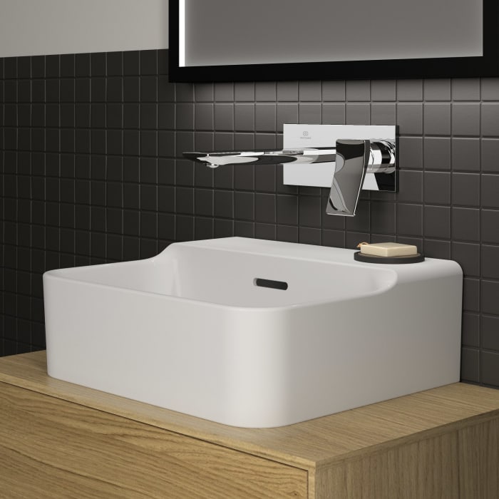 Ideal Standard Conca Handwaschbecken 40 cm, ohne Hahnloch, mit Überlauf, geschliffen