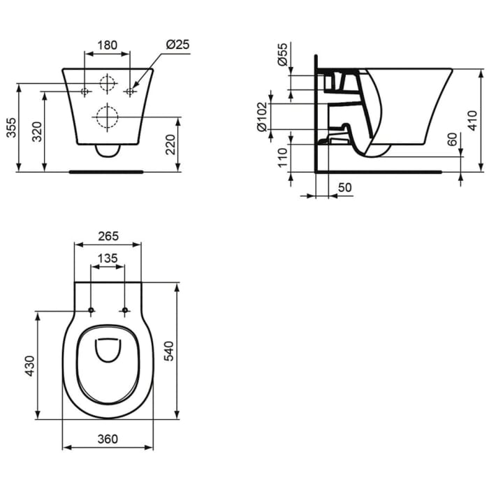Ideal Standard Connect Air Wandtiefspül-WC AquaBlade
