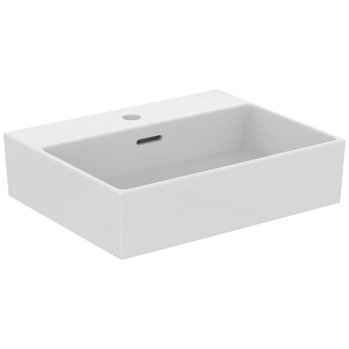 Ideal Standard Extra Aufsatzschale eckig 50 cm, mit Hahnloch, mit Überlauf, geschliffen