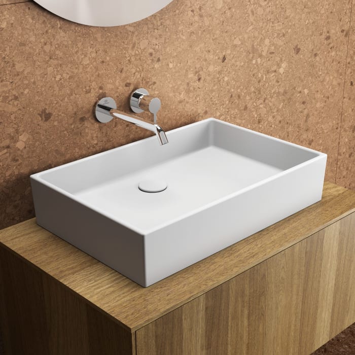 Ideal Standard Extra Aufsatzschale eckig 60 cm, ohne Hahnloch, ohne Überlauf, geschliffen
