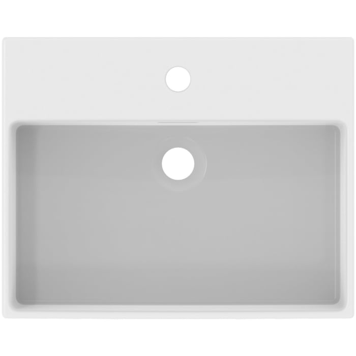 Ideal Standard Extra Aufsatzschale eckig 50 cm, mit Hahnloch, mit Überlauf, geschliffen