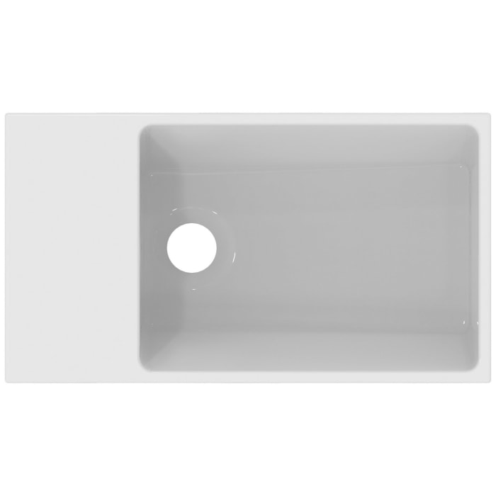 Ideal Standard Extra Handwaschbecken 45 cm, Hahnbank links, ohne Hahnloch, mit Überlauf