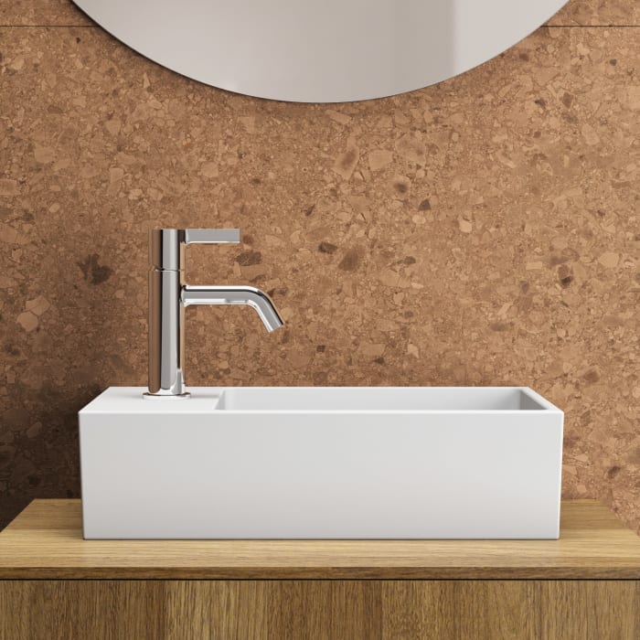 Ideal Standard Extra Handwaschbecken 45 cm, Hahnbank links, 1 Hahnloch, mit Überlauf