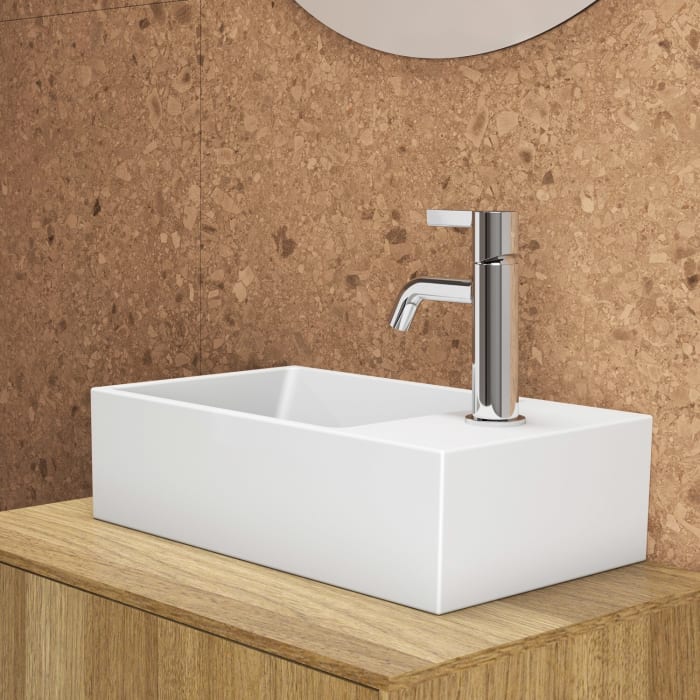 Ideal Standard Extra Handwaschbecken 45 cm, Hahnbank rechts, 1 Hahnloch, mit Überlauf, geschliffen