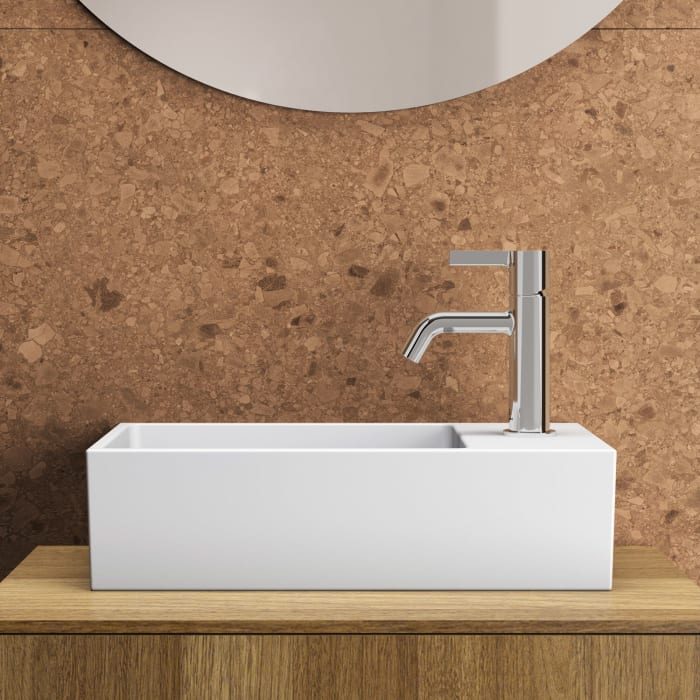 Ideal Standard Extra Handwaschbecken 45 cm, Hahnbank rechts, 1 Hahnloch, mit Überlauf, geschliffen