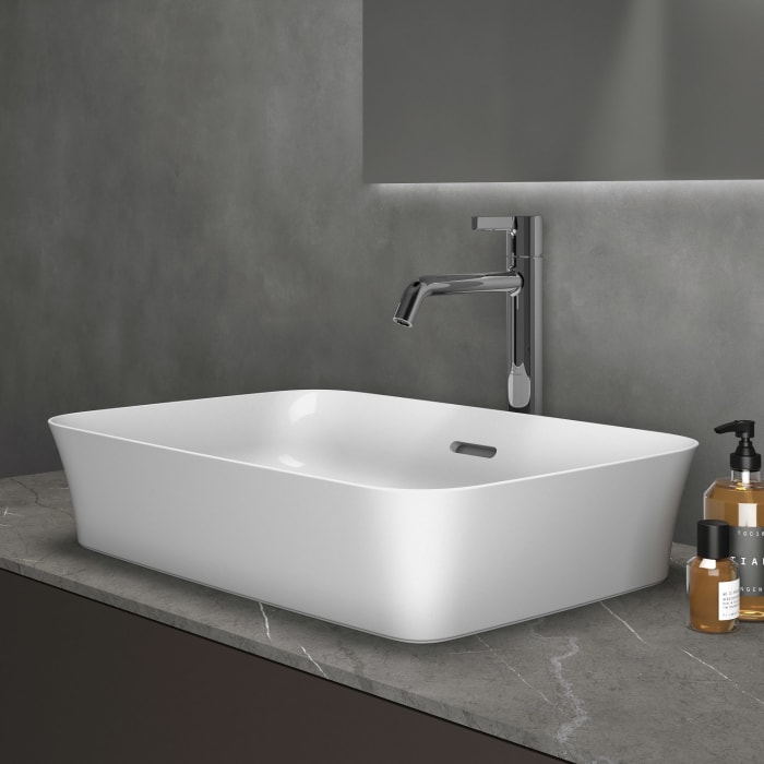 Ideal Standard Ipalyss Aufsatzschale eckig mit Überlauf, ohne Hahnloch 55 x 38 cm