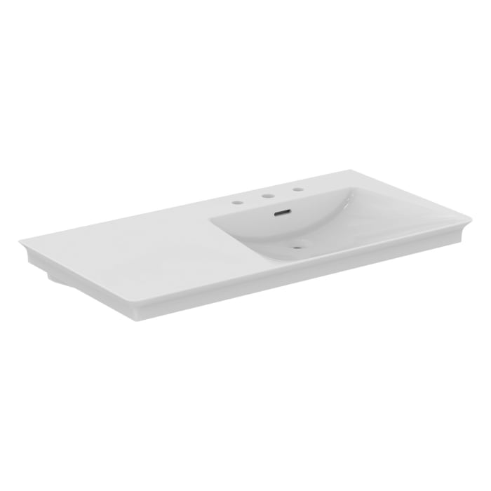 Ideal Standard La Dolce Vita Möbelwaschtisch 106 cm, mit 3 Hahnlöchern, mit Überlauf, Ablage links, mit Ideal Plus
