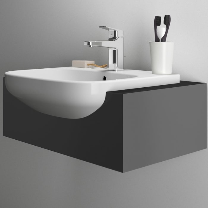 Ideal Standard i.life A Halbeinbauwaschtisch, 1 Hahnloch, mit Überlauf