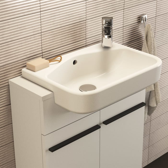 Ideal Standard i.life S Halbeinbauwaschtisch 50 cm, 1 Hahnloch, mit Überlauf