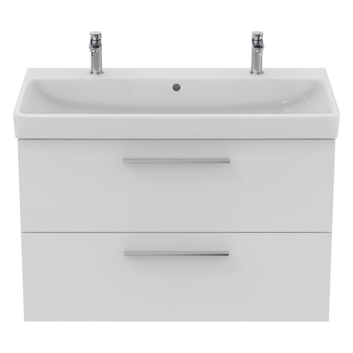 Ideal Standard i.life B Möbelwaschtisch 102 cm, 2 Hahnlöcher, mit Überlauf und Ideal Plus