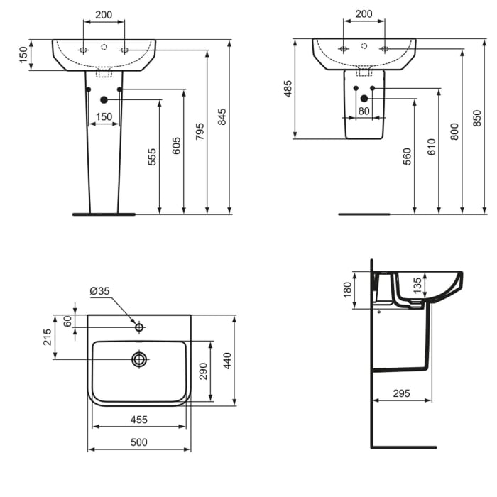 Ideal Standard i.life B Waschtisch 50 cm, 1 Hahnloch, mit Überlauf