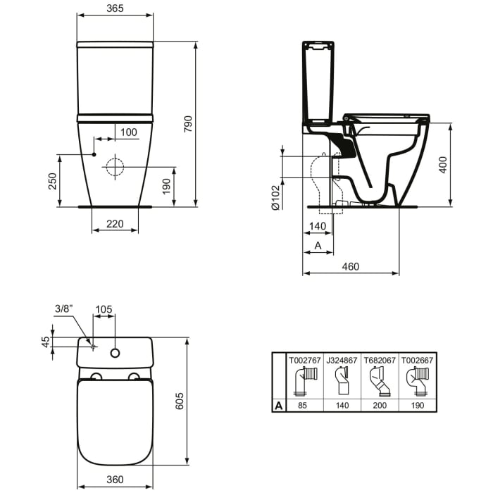 Ideal Standard i.life A Standtiefspül-WC-Kombination ohne Spülrand