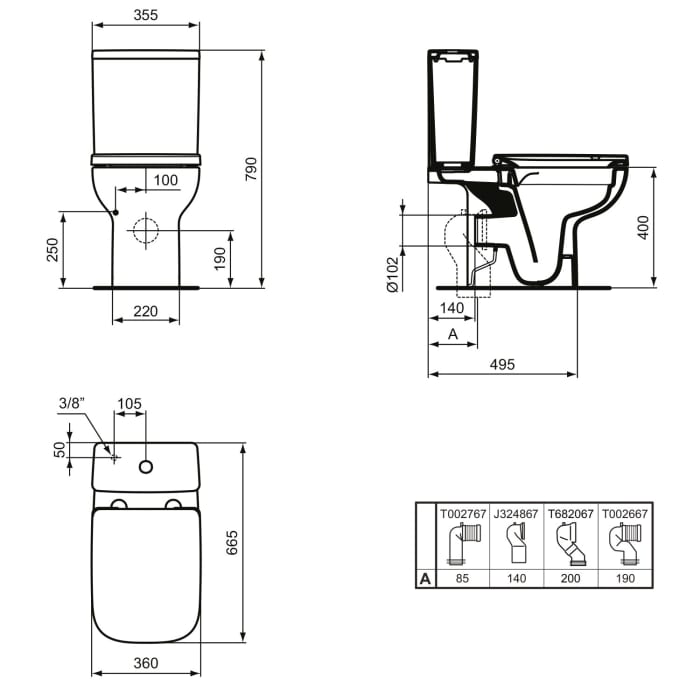 Ideal Standard i.life A Standtiefspül-WC-Kombination ohne Spülrand