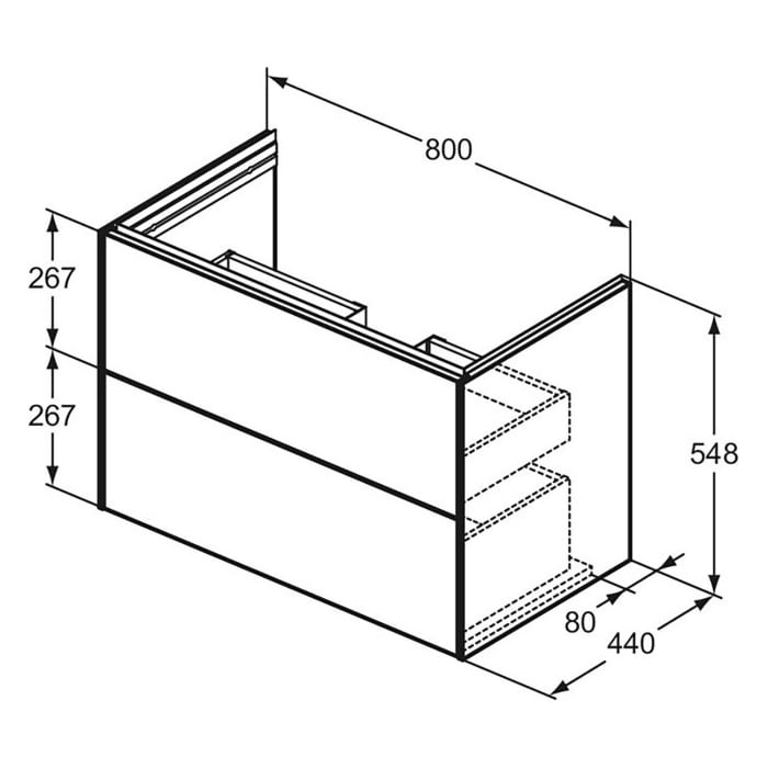 Ideal Standard Conca Waschtischunterschrank 80 cm mit 2 Auszügen für Möbelwaschtisch