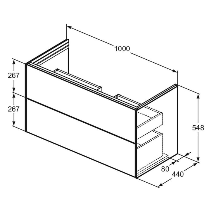 Ideal Standard Conca Waschtischunterschrank 100 cm mit 2 Auszügen für Möbelwaschtisch
