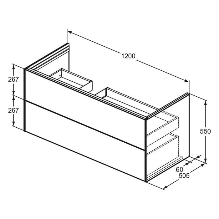 Ideal Standard Conca Waschtischunterschrank 120 cm mit 2 Auszügen für Möbelwaschtisch