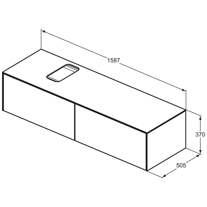 Ideal Standard Conca Waschtischunterschrank 160 cm, mit Ausschnitt wählbar, 2 Auszüge