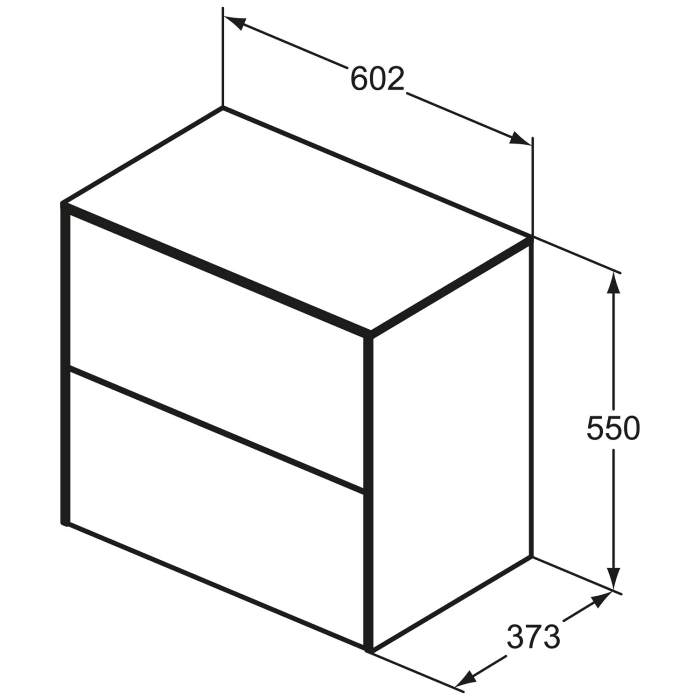Ideal Standard Conca Waschtischunterschrank 60,2 cm, ohne Ausschnitt, 2 Auszüge