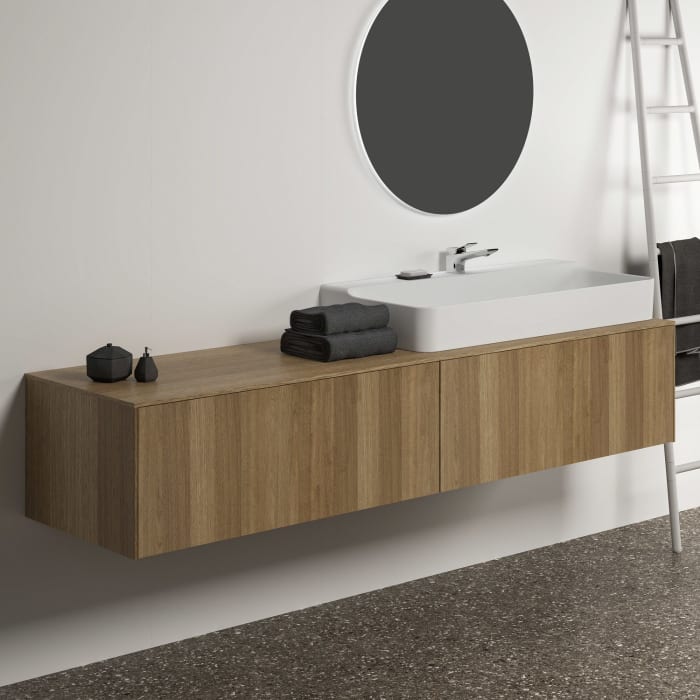 Ideal Standard Conca Waschtischunterschrank 200 cm, mit Ausschnitt wählbar, 2 Auszüge