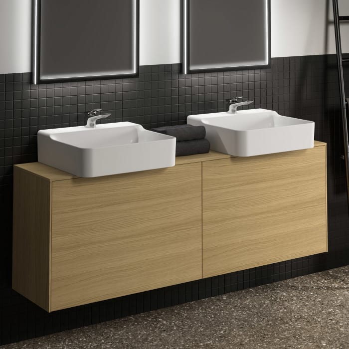 Ideal Standard Conca Waschtischunterschrank 160 cm, mit Ausschnitt wählbar, 2 Auszüge