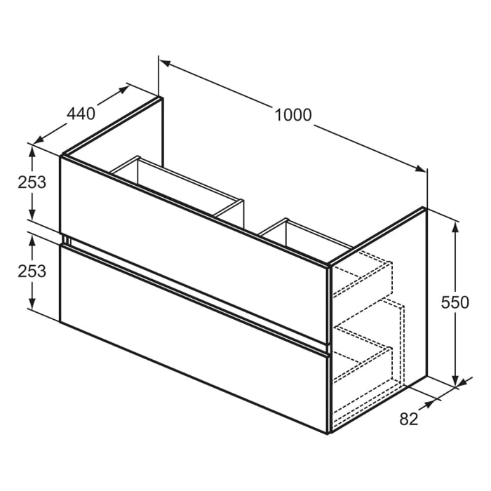Ideal Standard Eurovit+ Waschtischunterschrank 2 Auszüge 100 x 44 x 55 cm