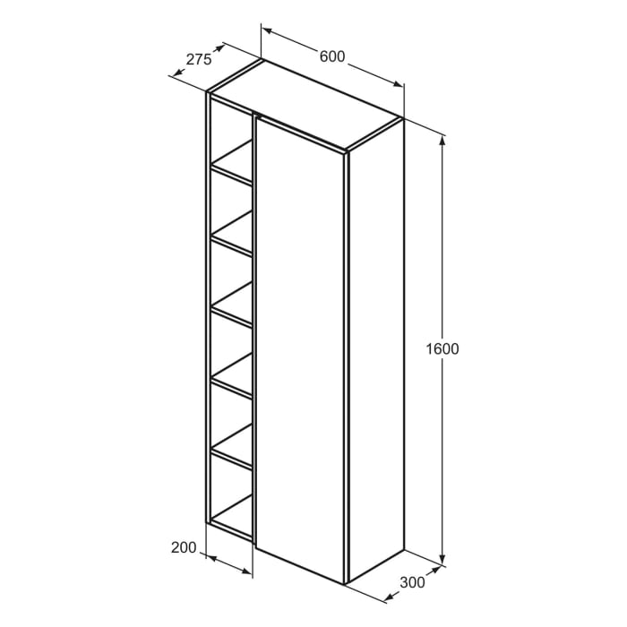 Ideal Standard Finesse Hochschrank 60 x 160 cm mit 1 Tür, Anschlag rechts