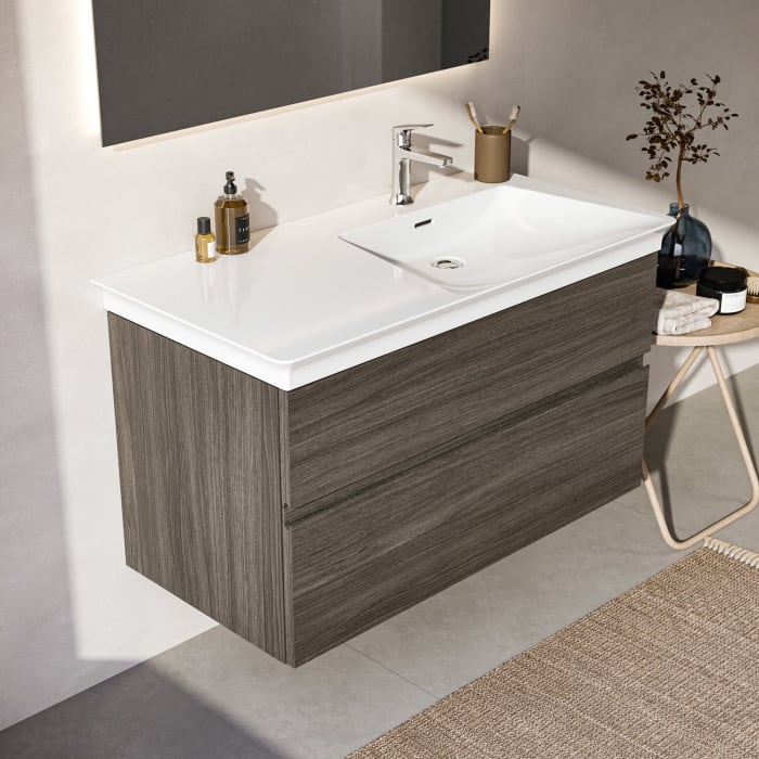 Ideal Standard Finesse Waschtischunterschrank 100 cm mit 2 Auszügen, asymmetrisch rechts, für Möbelwaschtisch