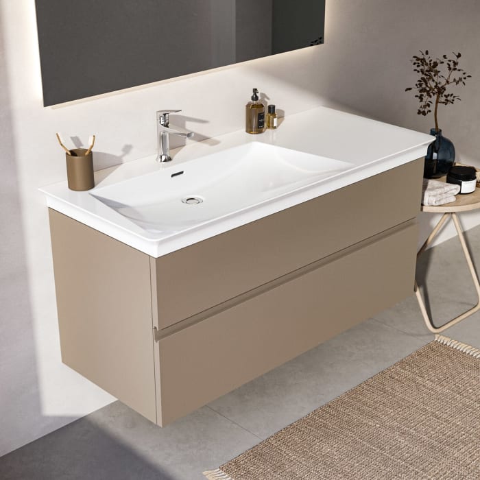 Ideal Standard Finesse Waschtischunterschrank 120 cm mit 2 Auszügen, asymmetrisch links, für Möbelwaschtisch