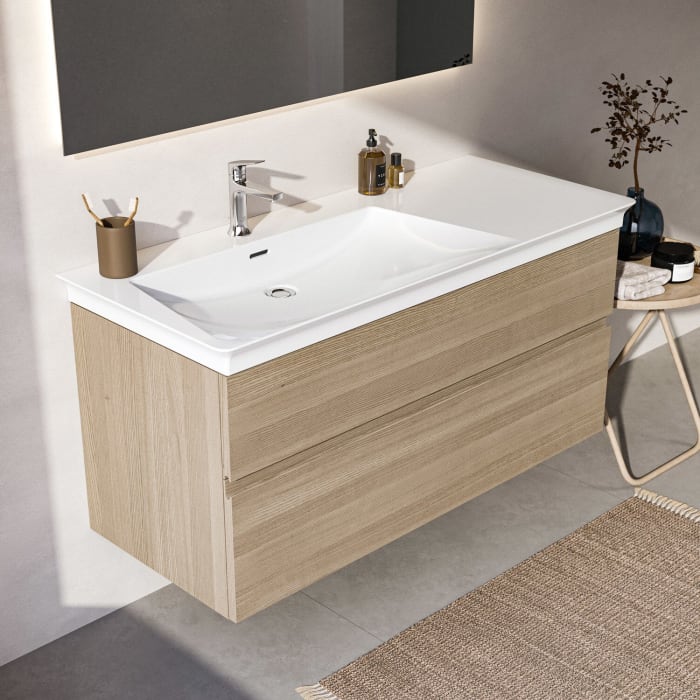 Ideal Standard Finesse Waschtischunterschrank 120 cm mit 2 Auszügen, asymmetrisch links, für Möbelwaschtisch