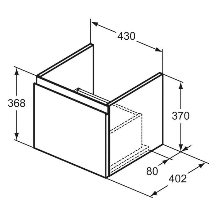 Ideal Standard Finesse Waschtischunterschrank 43 cm mit 1 Auszug für Waschtisch Connect Air Cube