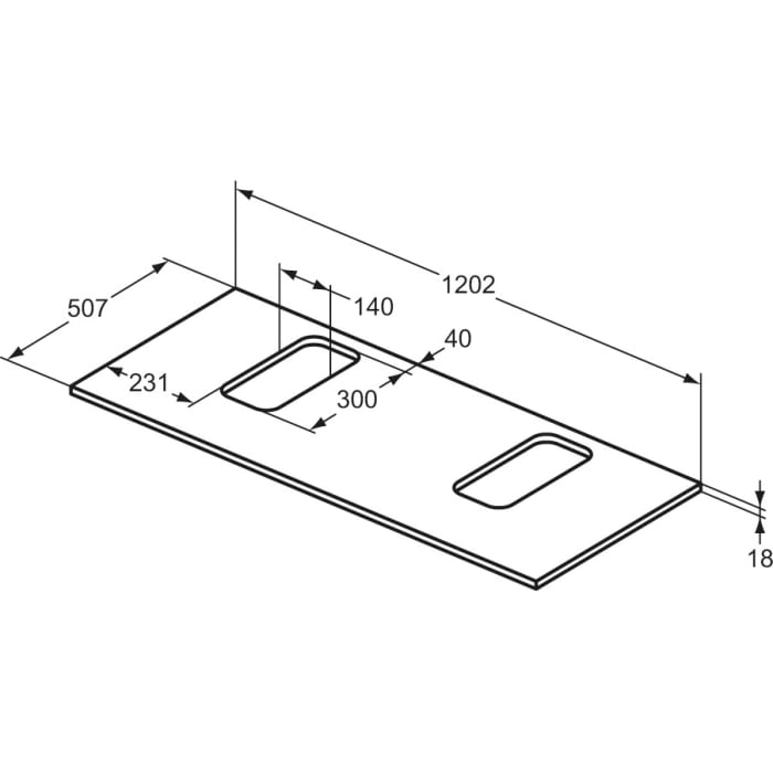 Ideal Standard i.life B Waschtischplatte für zwei Wandwaschtische 120,2 cm
