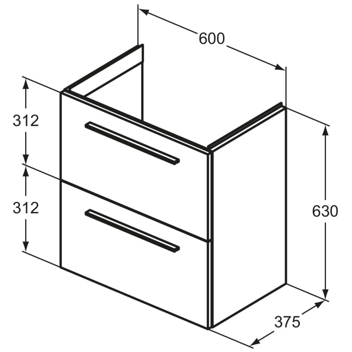 Ideal Standard i.life S Waschtischunterschrank 60 cm, 2 Auszüge