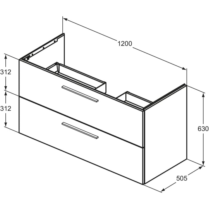 Ideal Standard i.life B Waschtischunterschrank 120 cm mit 2 Auszügen