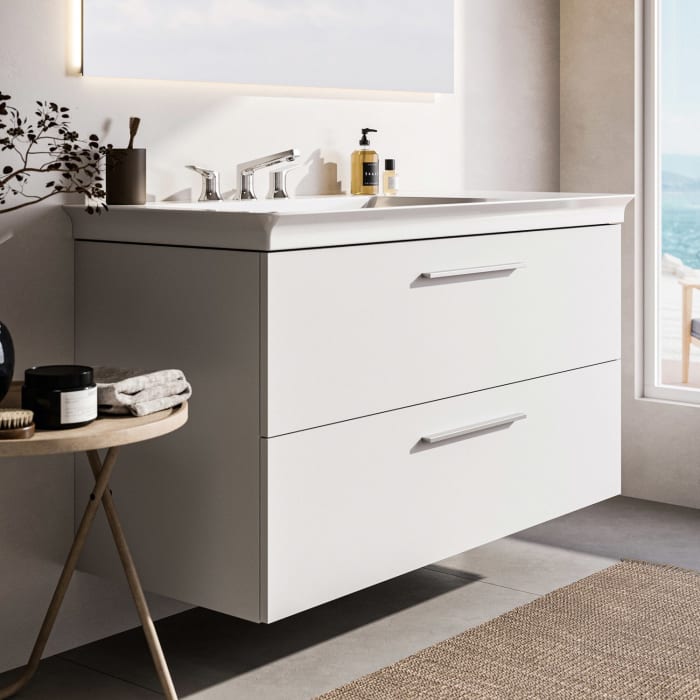 Ideal Standard i.life B Waschtischunterschrank 100 cm mit 2 Auszügen, asymmetrisch links