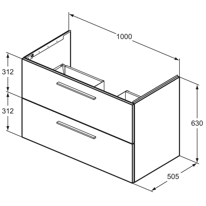 Ideal Standard i.life B Waschtischunterschrank 100 cm mit 2 Auszügen