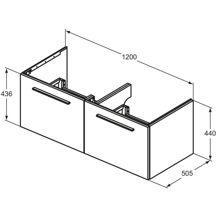 Ideal Standard i.life B Waschtischunterschrank 120 cm mit 2 Auszügen