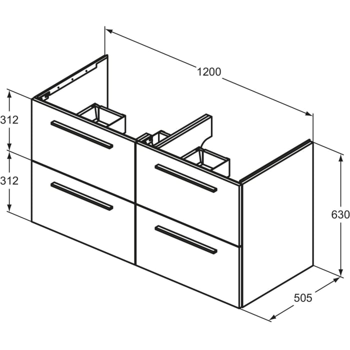 Ideal Standard i.life B Waschtischunterschrank 120 cm mit 4 Auszügen