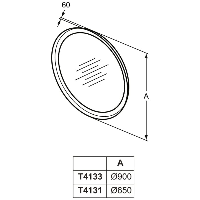 Ideal Standard Conca Badspiegel rund 65 cm mit Ambientelicht und schwarzem Metallrahmen