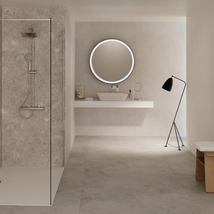 Ideal Standard Conca Badspiegel rund 65 cm mit Ambientelicht und schwarzem Metallrahmen