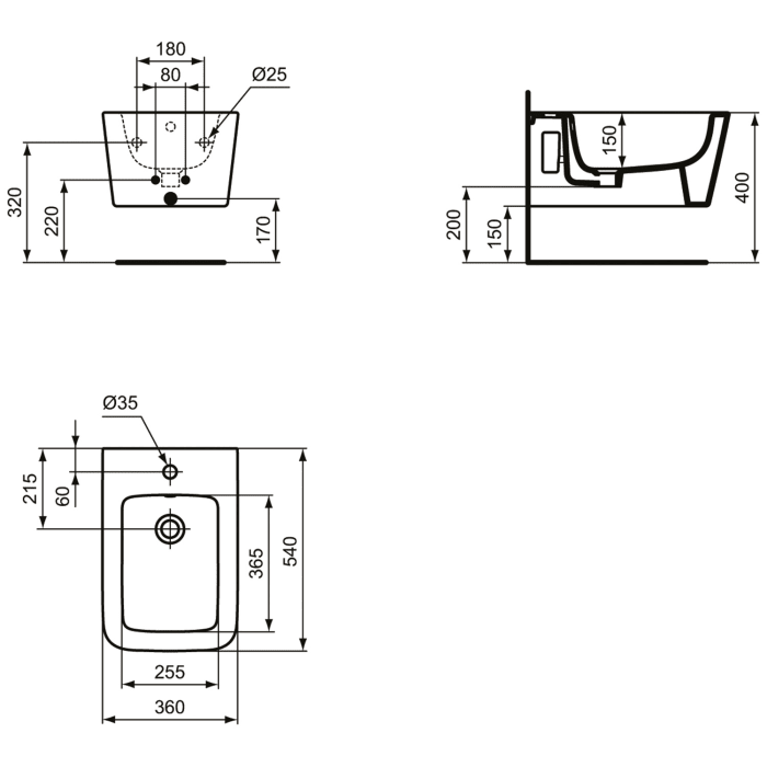 Ideal Standard Blend Wandbidet Square