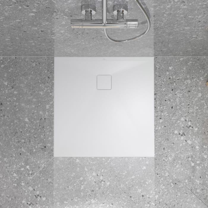 Ideal Standard Lastani Duschwanne 90 x 90 cm aus Sanitär-Acryl mit Polymer-Mineralgusskern (StoneTech™), Antirutsch-Oberfläche, bodenebener Einbau