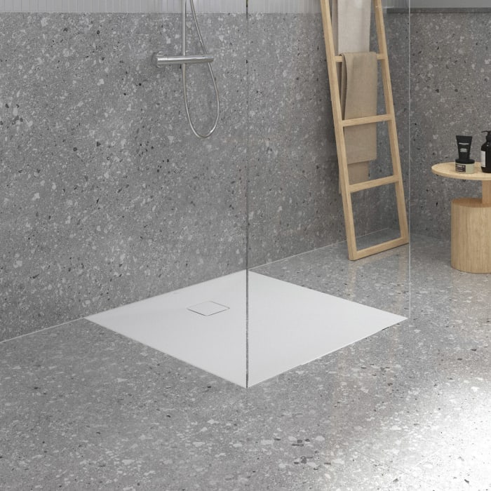 Ideal Standard Lastani Duschwanne 90 x 90 cm aus Sanitär-Acryl mit Polymer-Mineralgusskern (StoneTech™), Antirutsch-Oberfläche, bodenebener Einbau